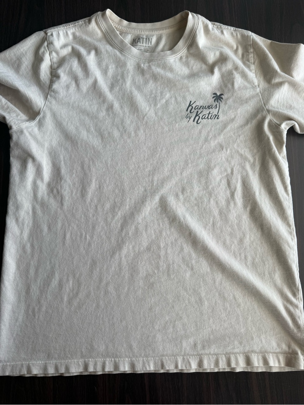 Katin Men's Beige Organic Cotton Jersey Graphic Logo Crew Neck T-Shirt Size L